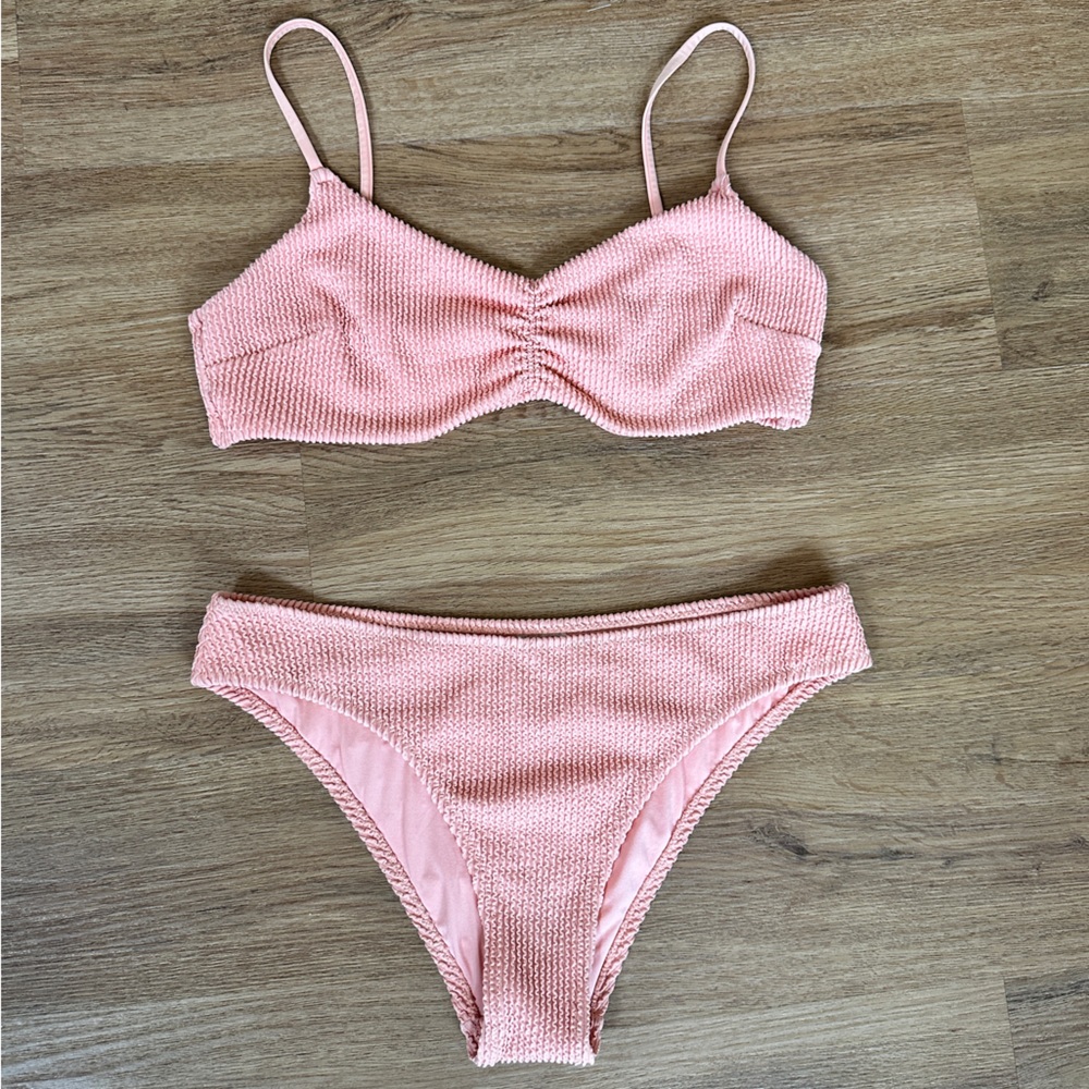 Peach Textured Bikini - Two Piece Swimwear womens size M